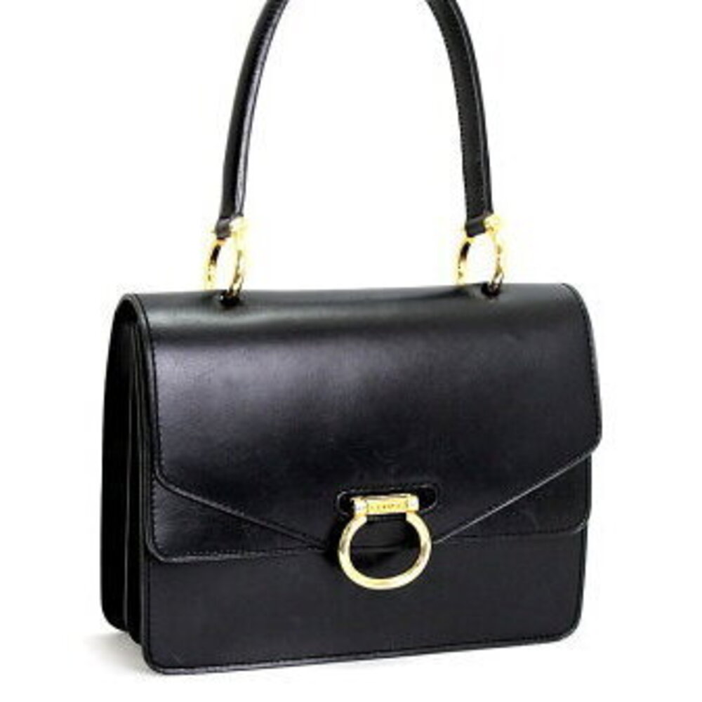 Celine Double Flap Handbag Leather Black